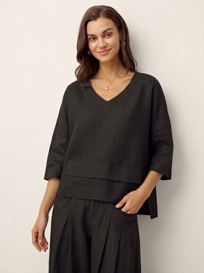 Rhoswen | Relaxed Layered Linen Top