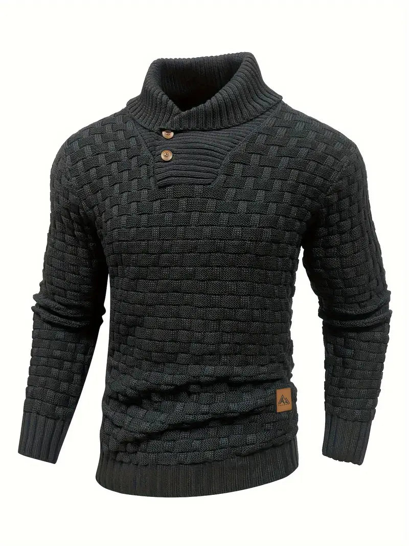 Stellan | Woven Knit Shawl Collar Sweater