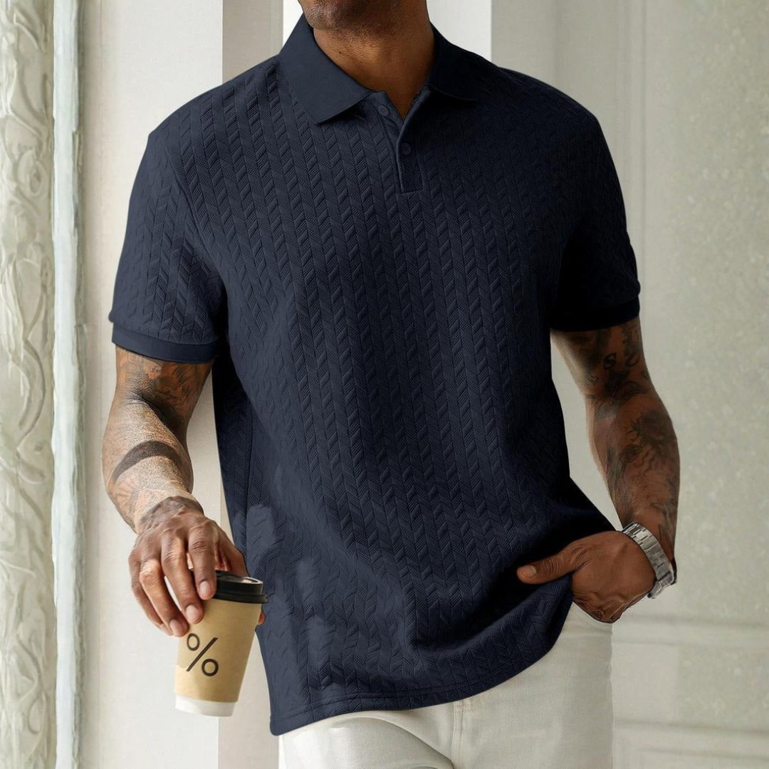 Selwyn | Refined Jacquard Knit Polo Shirt