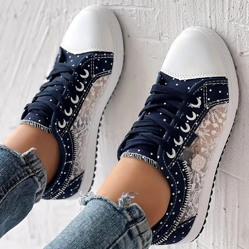 Lila | Floral Mesh Lace Up Sneakers