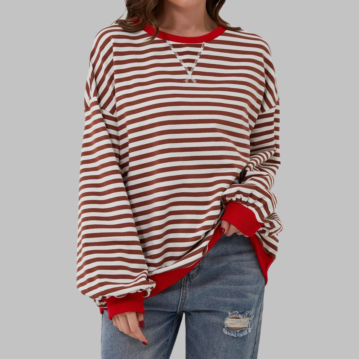 Xylina | Soft Touch Striped Crewneck
