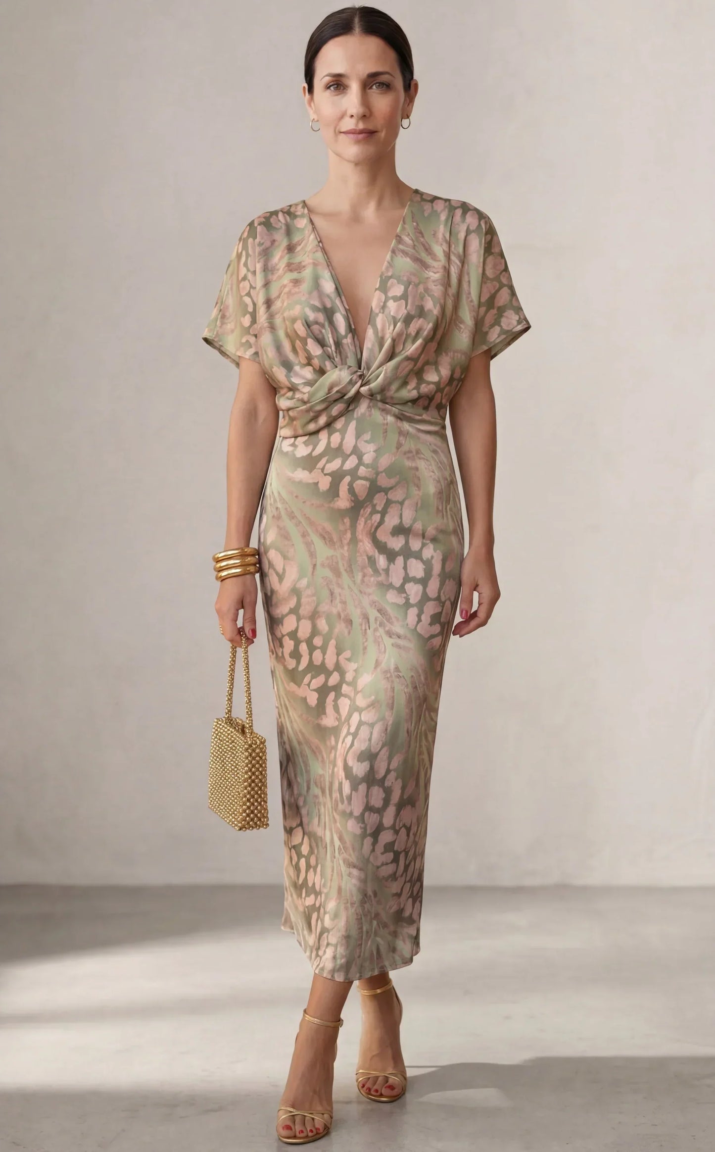 Roselynne | Elegant V Neck Occasion Dress