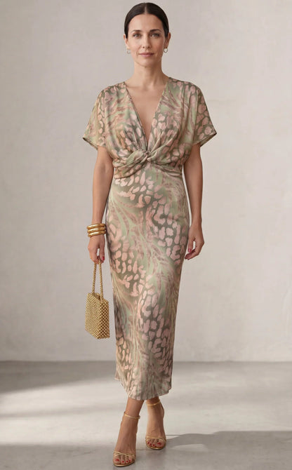 Roselynne | Elegant V Neck Occasion Dress