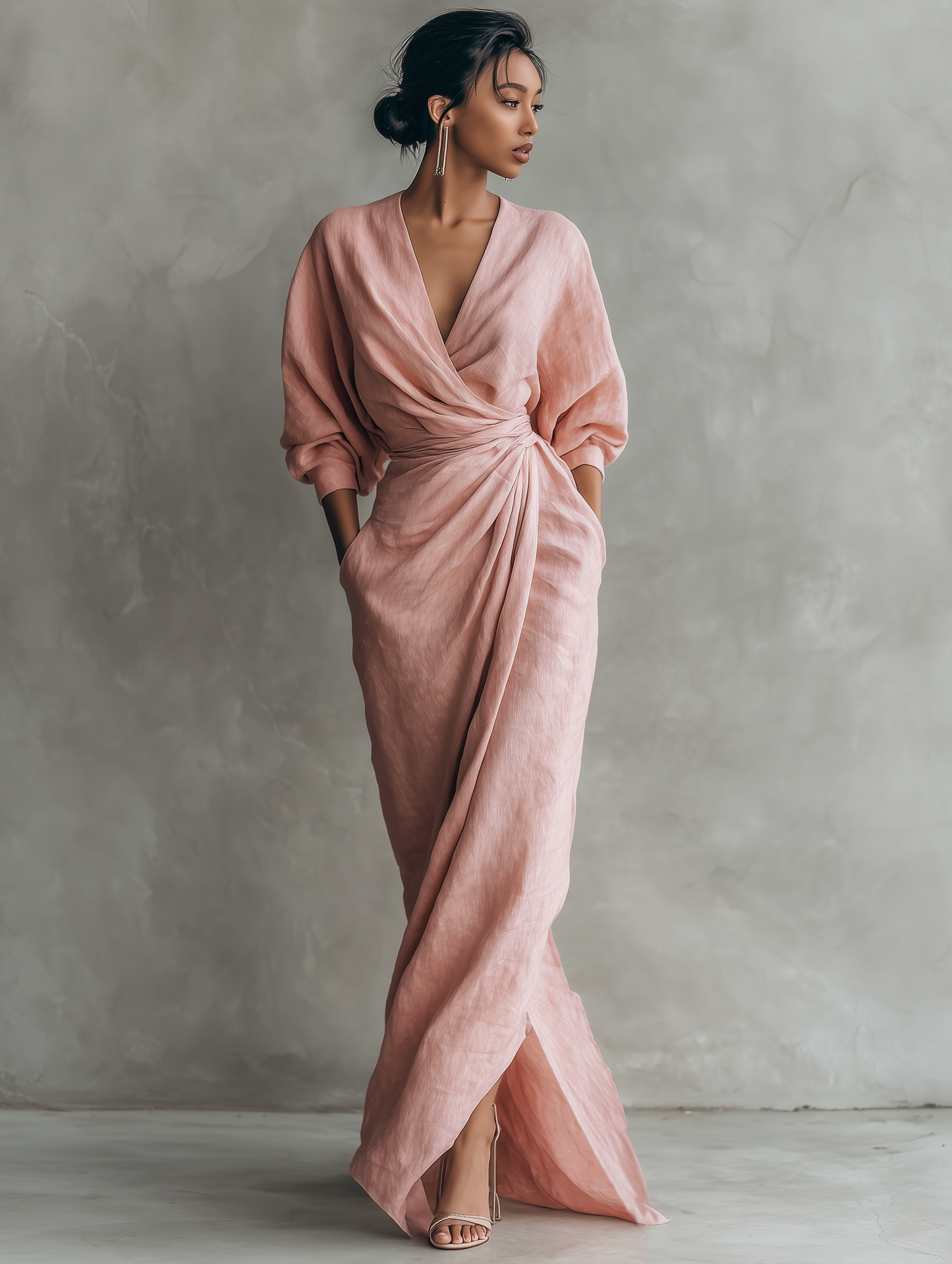 Ismira | Elegant Twist Waist Maxi Dress