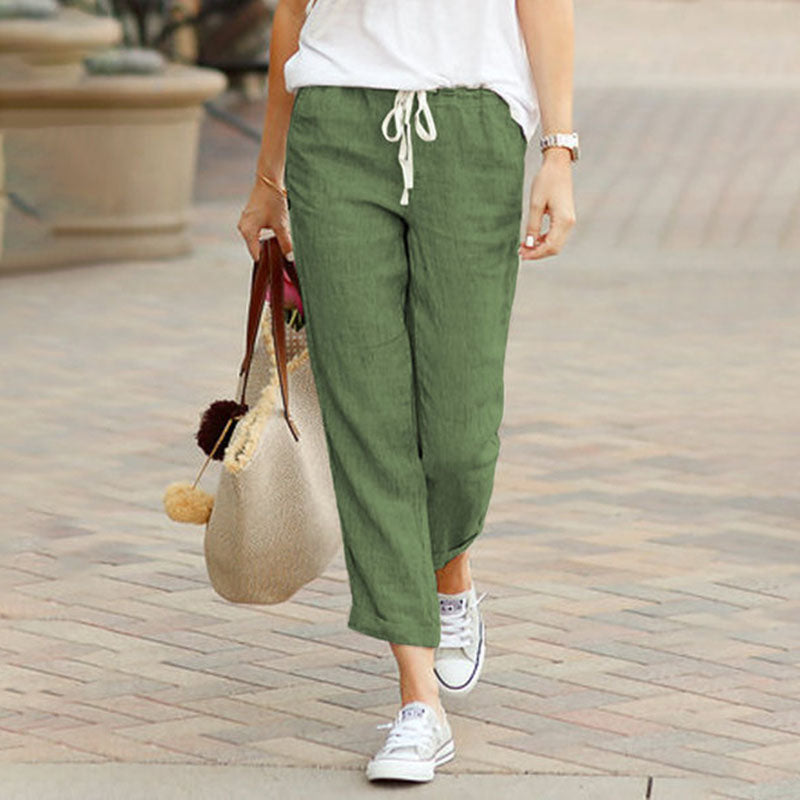 Solveta | Drawstring Casual Ankle Trousers