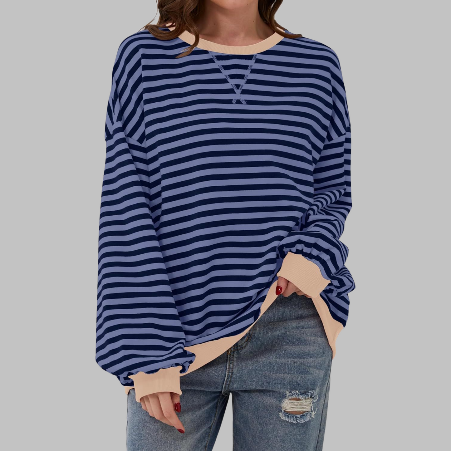 Xylina | Soft Touch Striped Crewneck