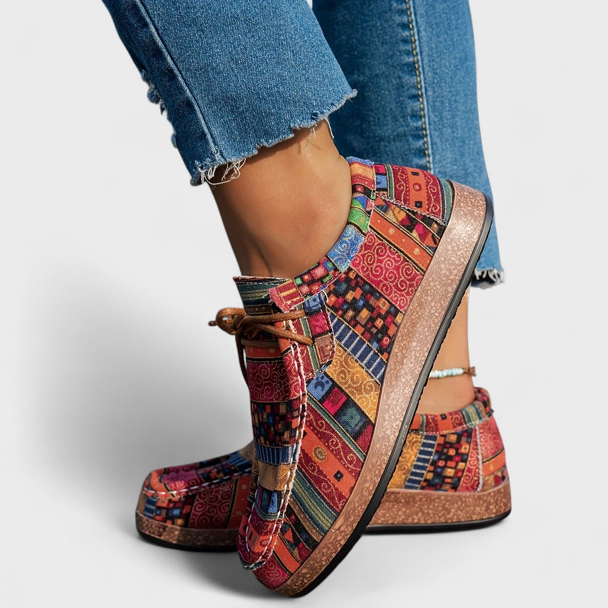 Alverna | Artistic Patchwork Lace Up Shoes
