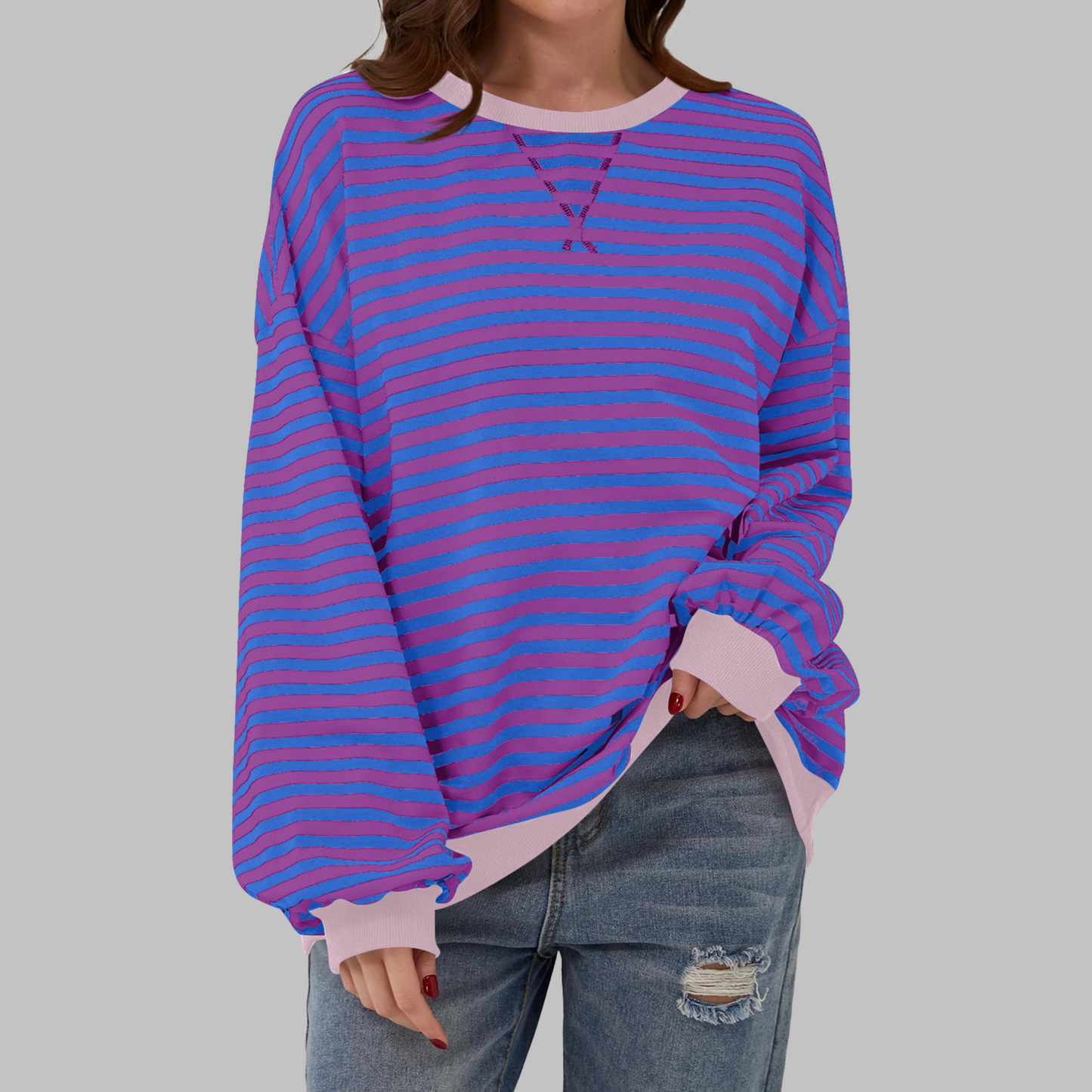 Xylina | Soft Touch Striped Crewneck