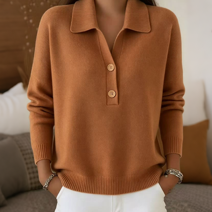 Maristela | Cozy Polo Neck Knit Sweater
