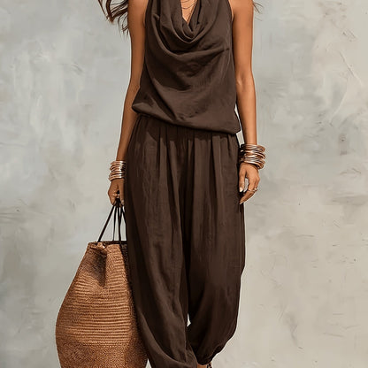 Nerine | Draped Halter Harem Jumpsuit