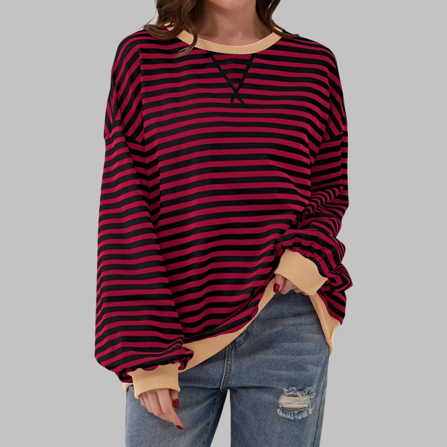 Xylina | Soft Touch Striped Crewneck