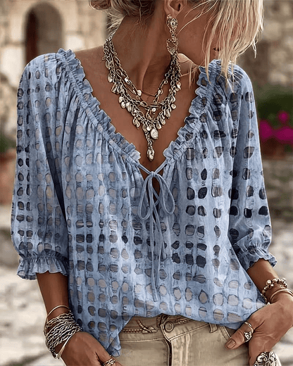 Nolisse | Sheer Ruffle Sleeve Blouse