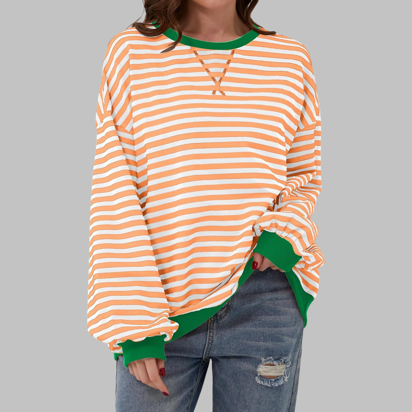 Xylina | Soft Touch Striped Crewneck