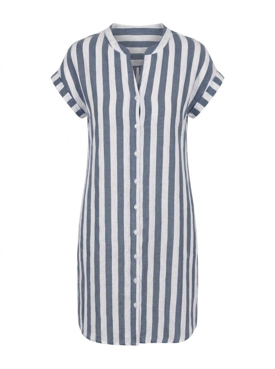 Quillan | Striped Button Front Shirt Dress