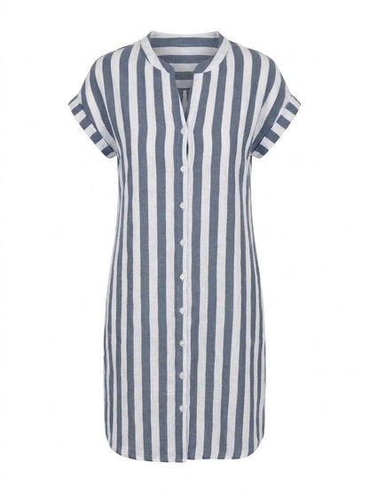 Quillan | Striped Button Front Shirt Dress