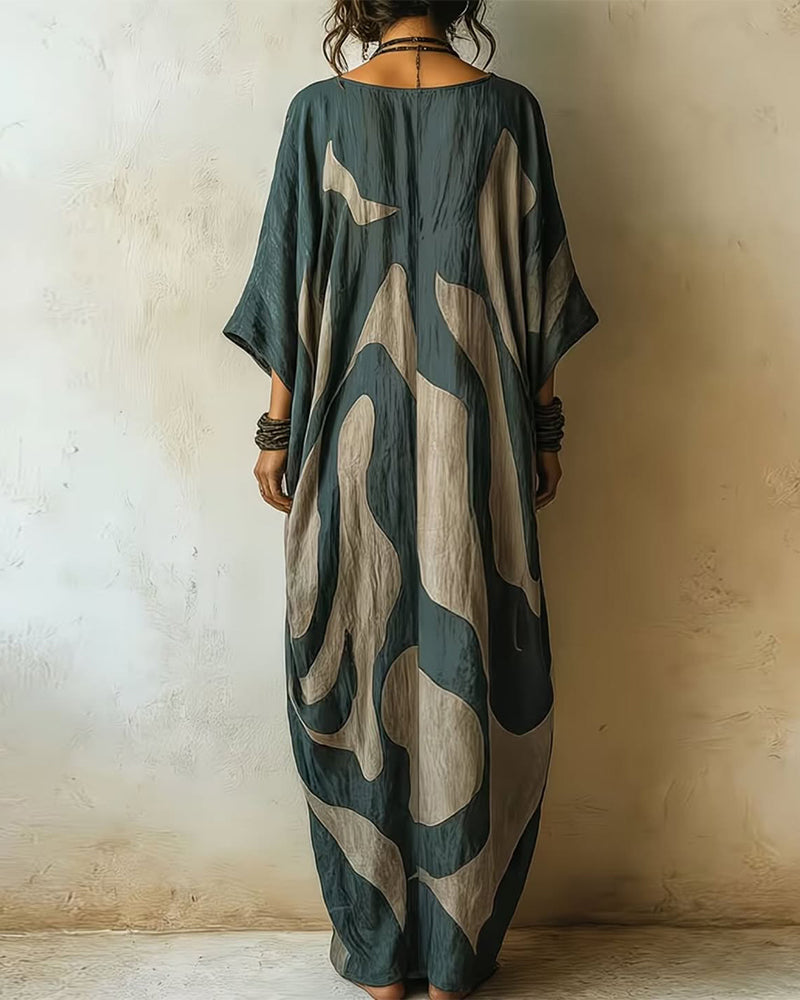 Evara | Bohemian Abstract Maxi Dress