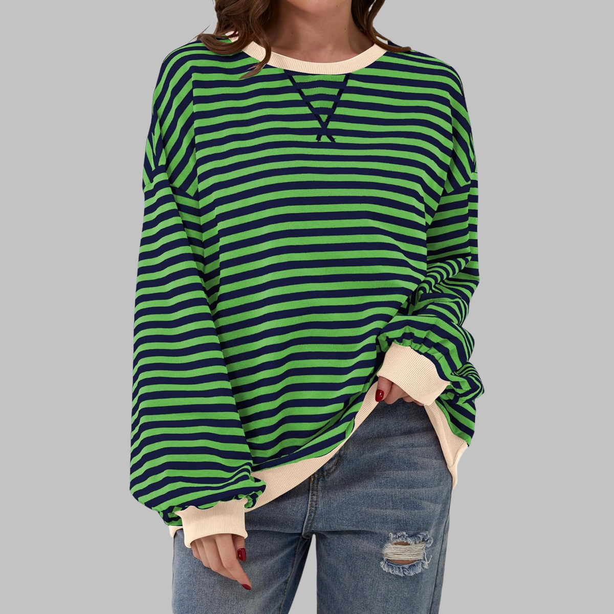 Xylina | Soft Touch Striped Crewneck
