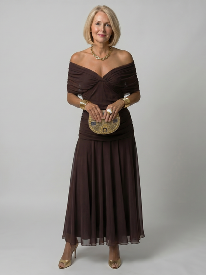 Jessalyn | Gathered Waist Flowing Midi Dress