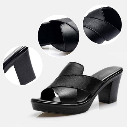 Mia | Classic Chunky Heel Slip On Sandals