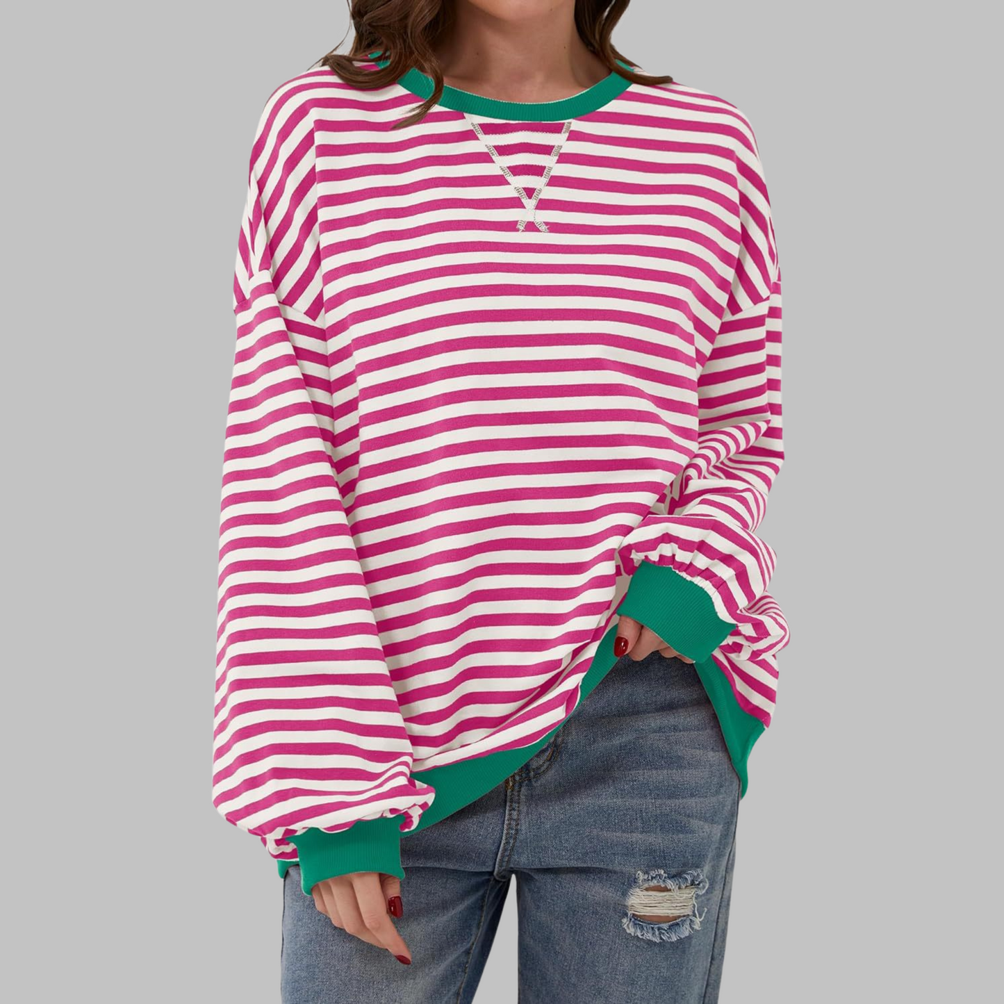 Xylina | Soft Touch Striped Crewneck