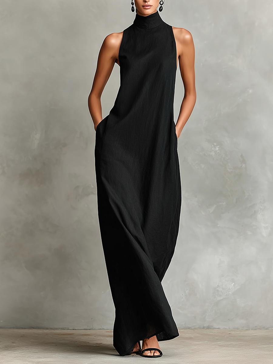 Calindra | Sophisticated High Neck Maxi Dress