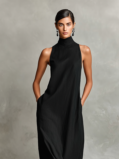 Calindra | Sophisticated High Neck Maxi Dress