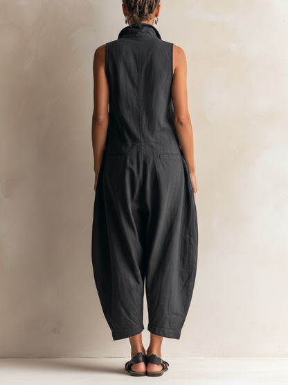 Morvena | Collared Casual Cargo Jumpsuit