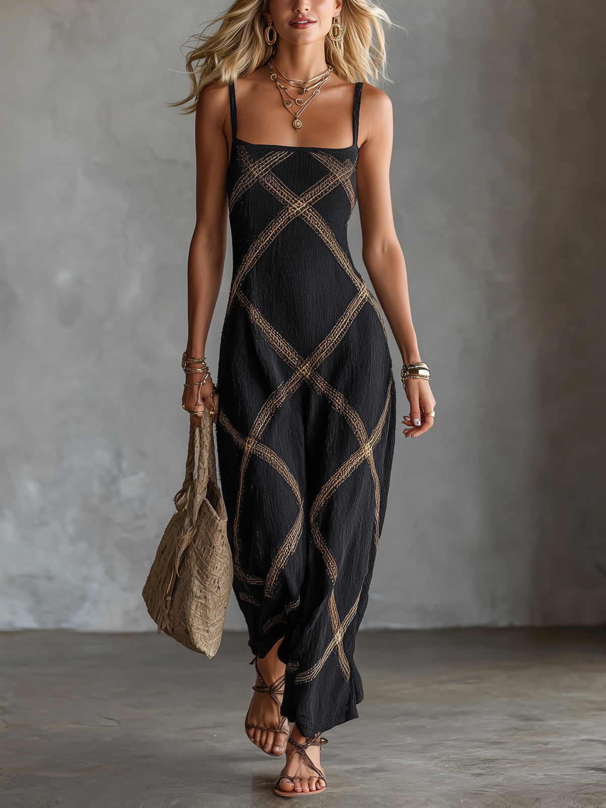 Elarique | Airy Printed Cami Maxi Dress