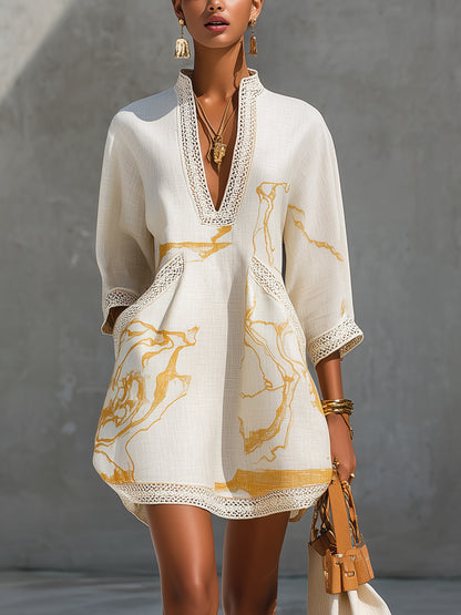Yvaine | Relaxed Printed Linen Dress