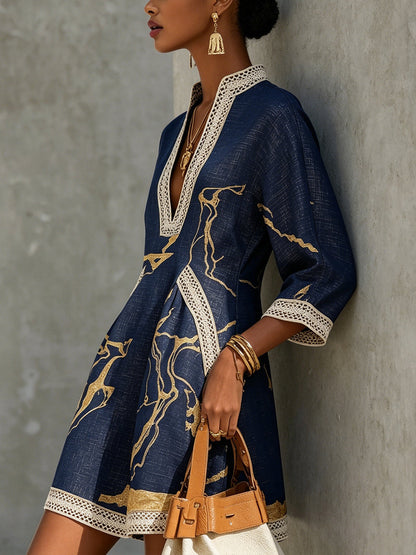 Yvaine | Relaxed Printed Linen Dress