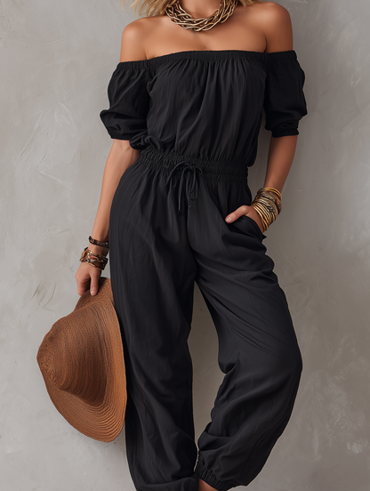 Evadne | Elastic Waist Utility Jumpsuit
