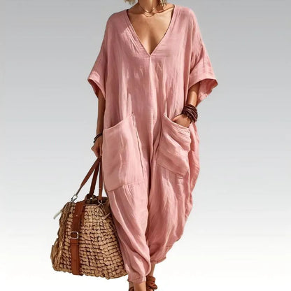 Damaris | Oversized V Neck Lounge Jumpsuit