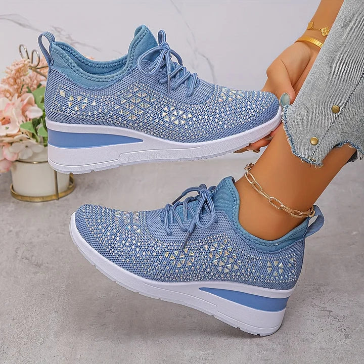 Kinsley | Rhinestone Knit Platform Sneakers