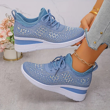 Kinsley | Rhinestone Knit Platform Sneakers