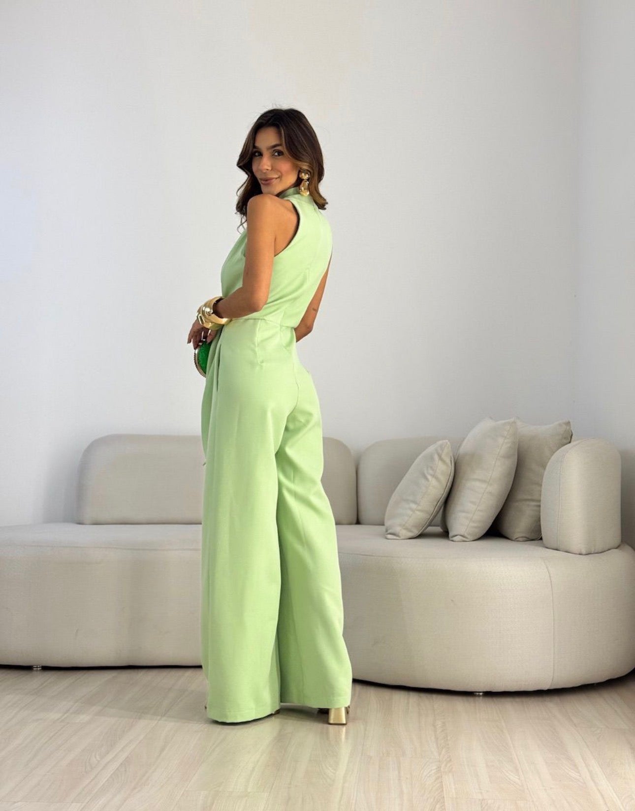 Loravisse | Twist Front Sleeveless Palazzo Jumpsuit