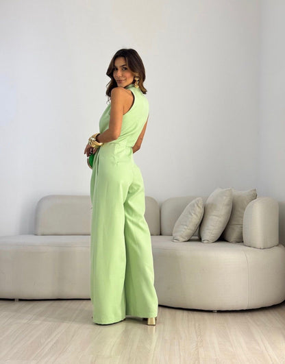 Loravisse | Twist Front Sleeveless Palazzo Jumpsuit