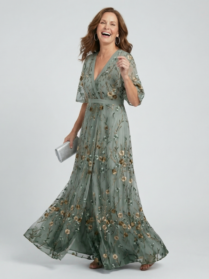 Evarenne | Delicate Bloom Chiffon Maxi Dress