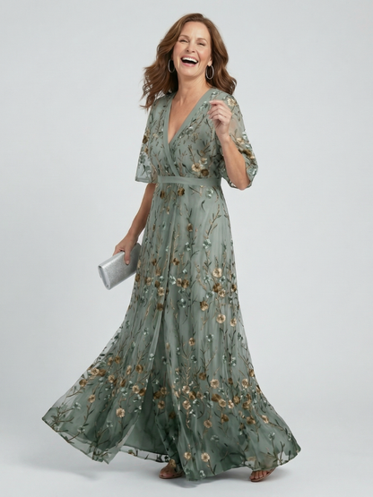 Evarenne | Delicate Bloom Chiffon Maxi Dress