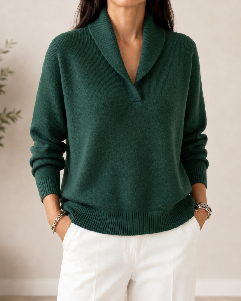 Etheline | Soft V Neck Collar Sweater