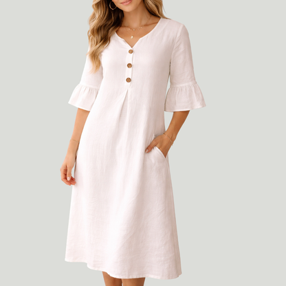 Calviera | Button Detail Denim Midi Dress
