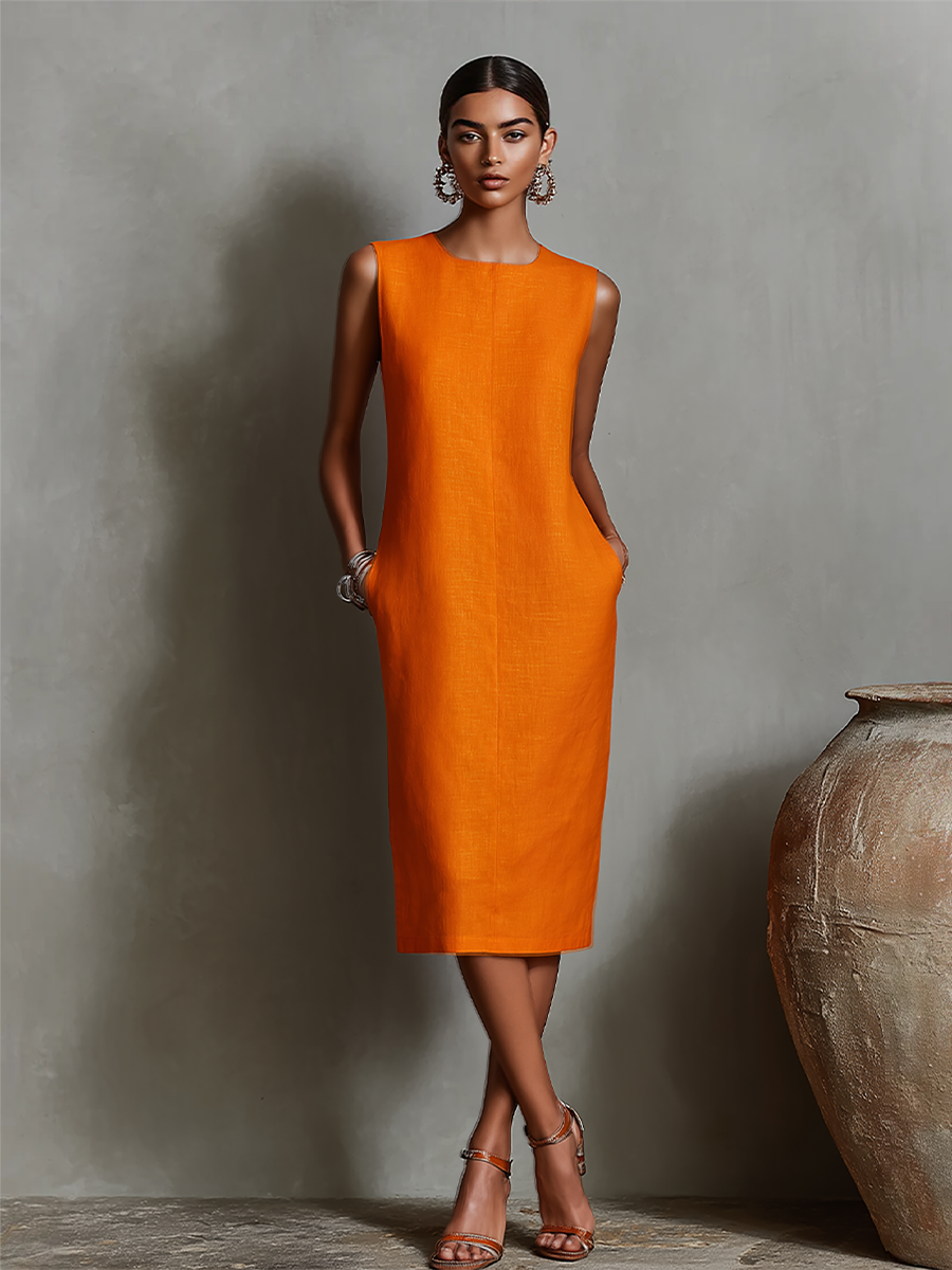 Isoldea | Modern Straight Cut Midi Dress