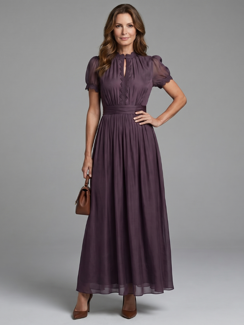 Zephralis | Puff Sleeve Gathered Evening Maxi Dress
