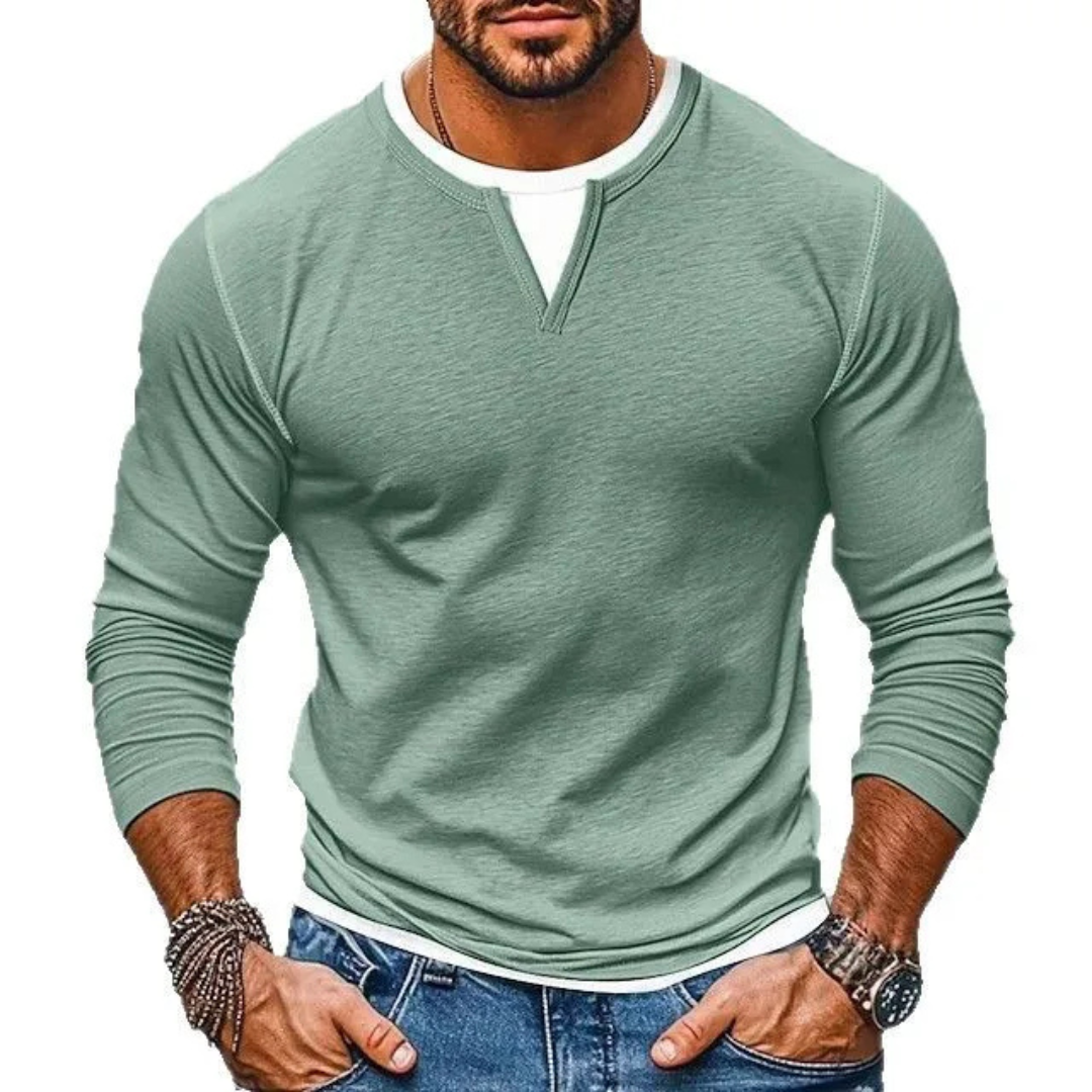 Benedan | Contrast Layered Crew Neck Shirt