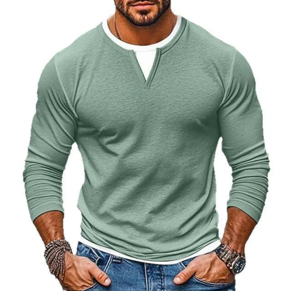Benedan | Contrast Layered Crew Neck Shirt
