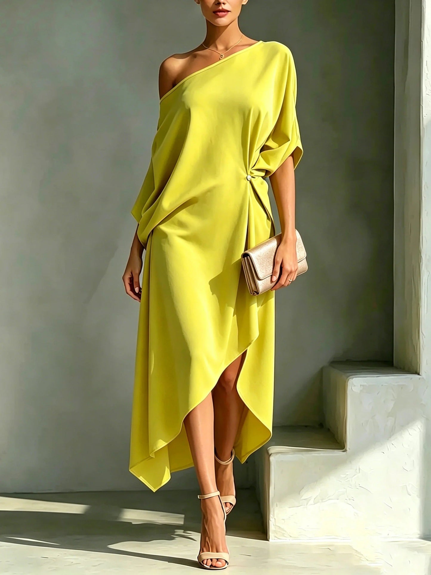Velora | Ruched Side Detail Midi Dress