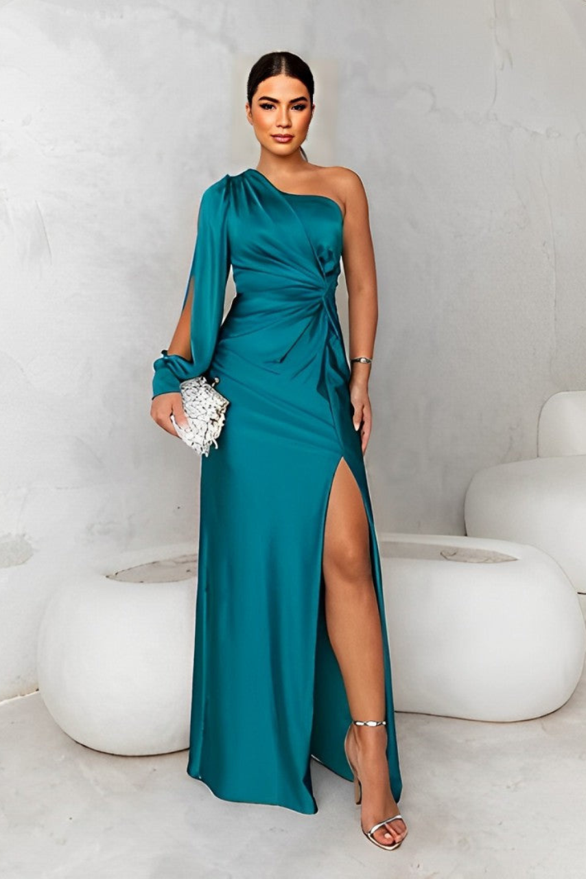 Valencia | Draped Side Knot Maxi Dress