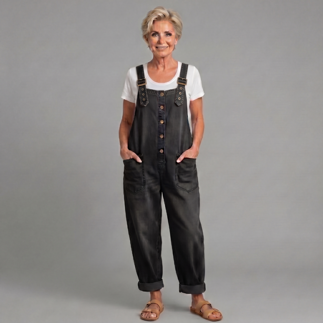 Sybella | Button Front Casual Denim Jumpsuit