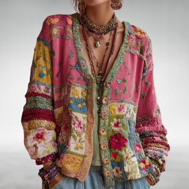 Bramelle | Floral Patch Button Cardigan