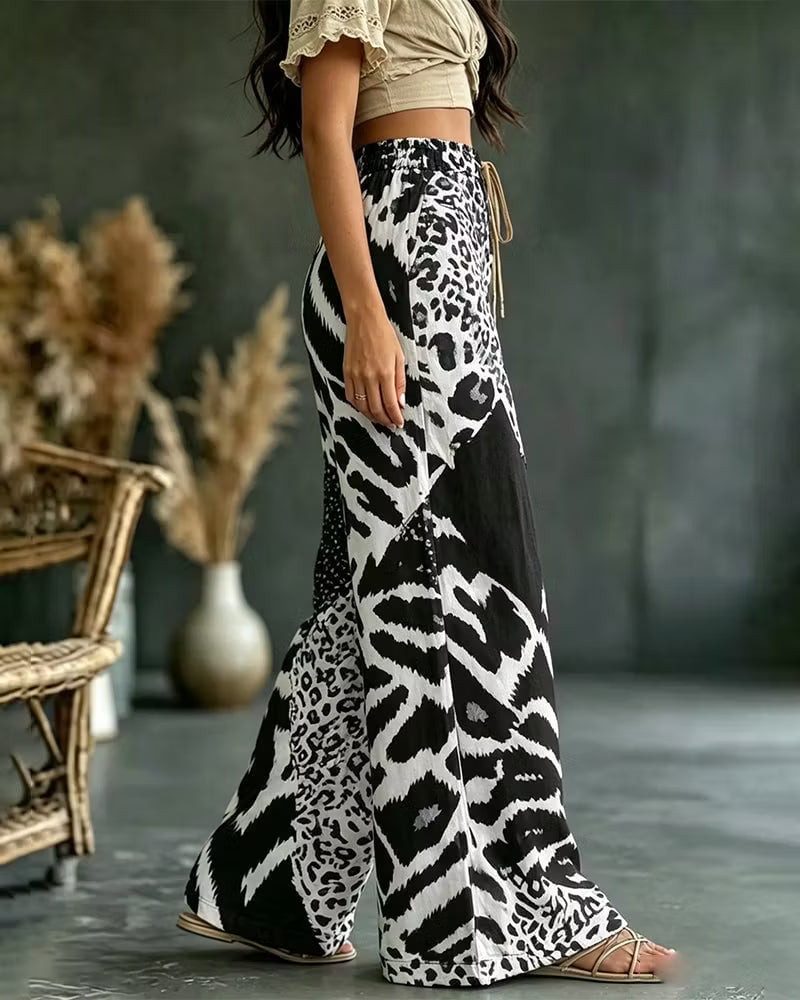 Vionelle | Animal Print Palazzo Pants