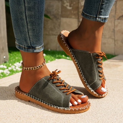 Damarie | Lace Up Canvas Comfort Sandals